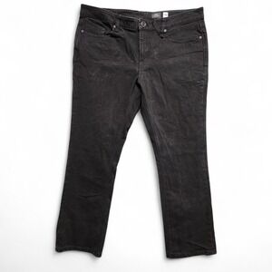Volcom Vorta Slim Straight Jeans Mens 38x29 Black Grunge Stretch‎ Denim